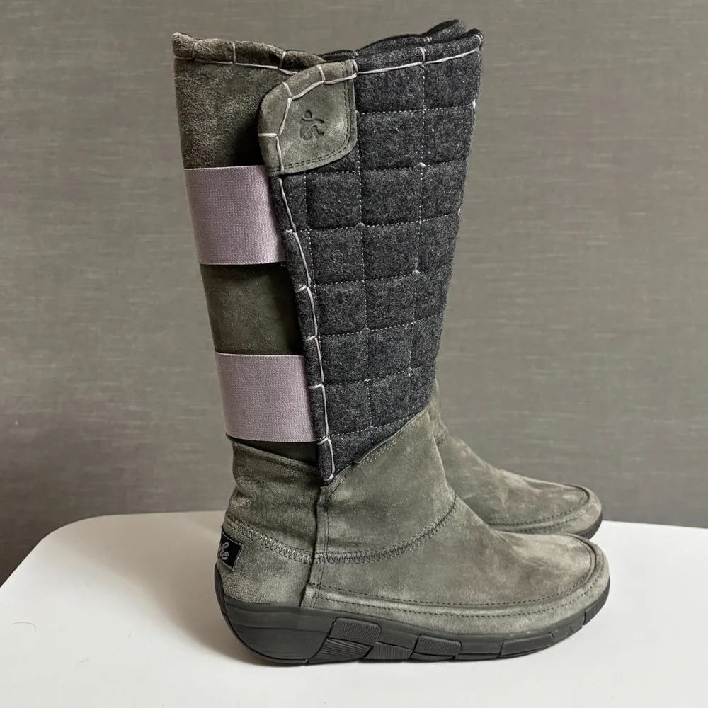 Cushe Boots 6 Gray Suede Tall Quilted Waterproof Winter Snow Comfort Outdoors‎